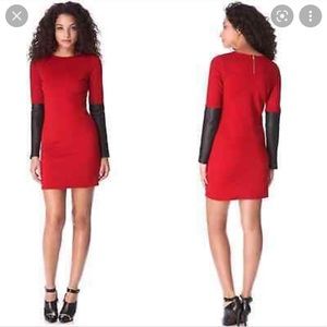 10 Crosby Derek Lam Wool Dress with Lamb Leather Sleeves-worn once